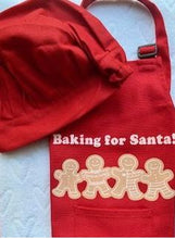 Load image into Gallery viewer, "Baking for Santa" Apron and Baker's Hat
